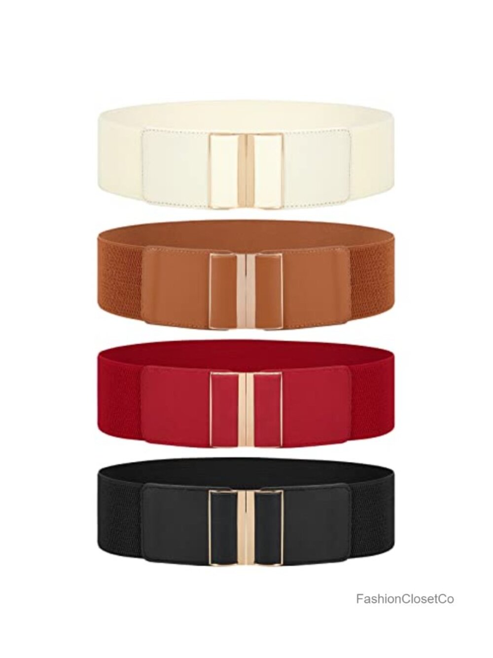 4 Pack Stretch Waist Belts for Women Wide Elastic Dress Belt